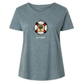Blue t-shirt with a dog graphic and 'good boy' text on a white background