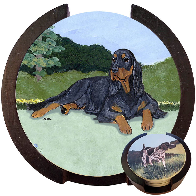 Gordon Setter Scenic Bisque Coaster Set