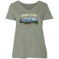 Grand Teton  - Ladies Curvy V-Neck Tee