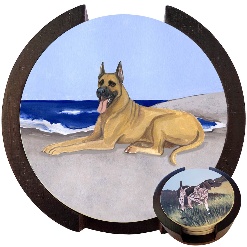 Great Dane Scenic Bisque Coaster Set