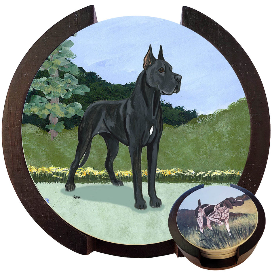 Great Dane Scenic Bisque Coaster Set