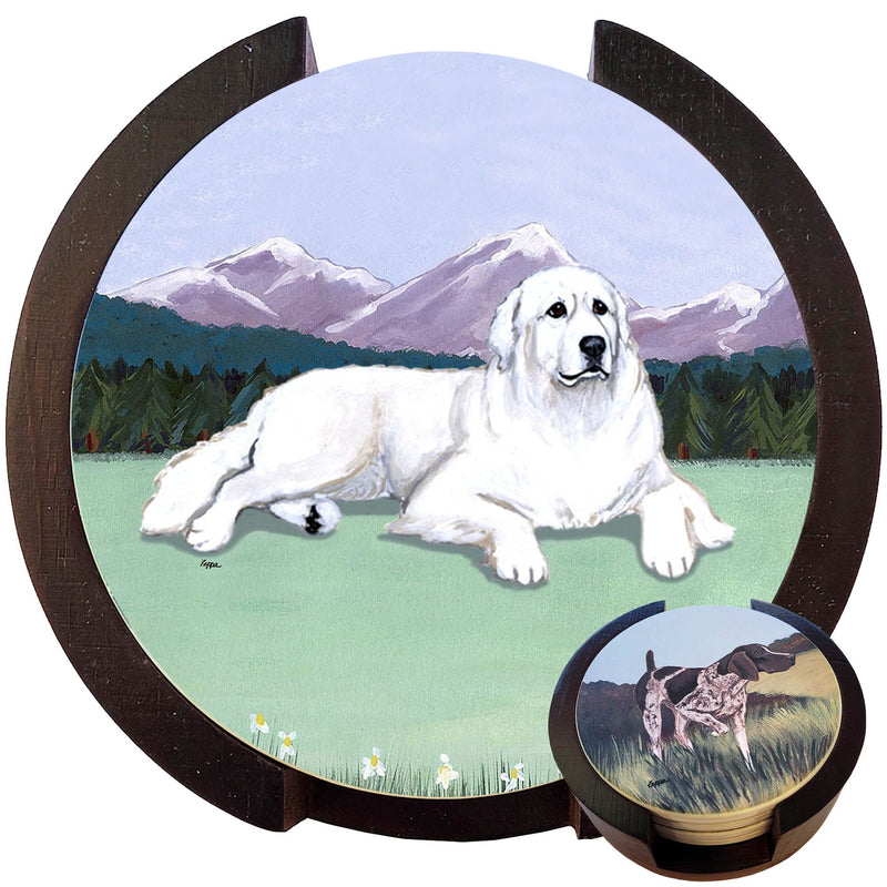 Great Pyrenees Scenic Bisque Coaster Set