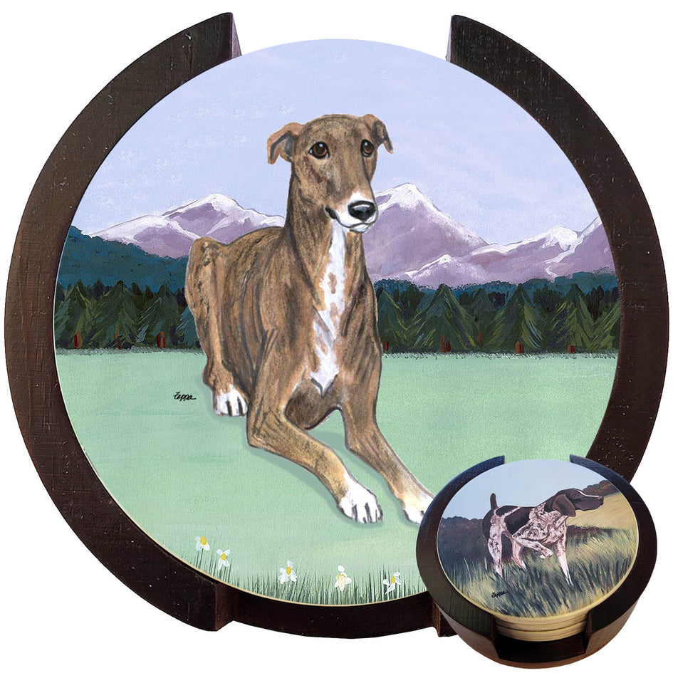 Greyhound Scenic Bisque Coaster Set