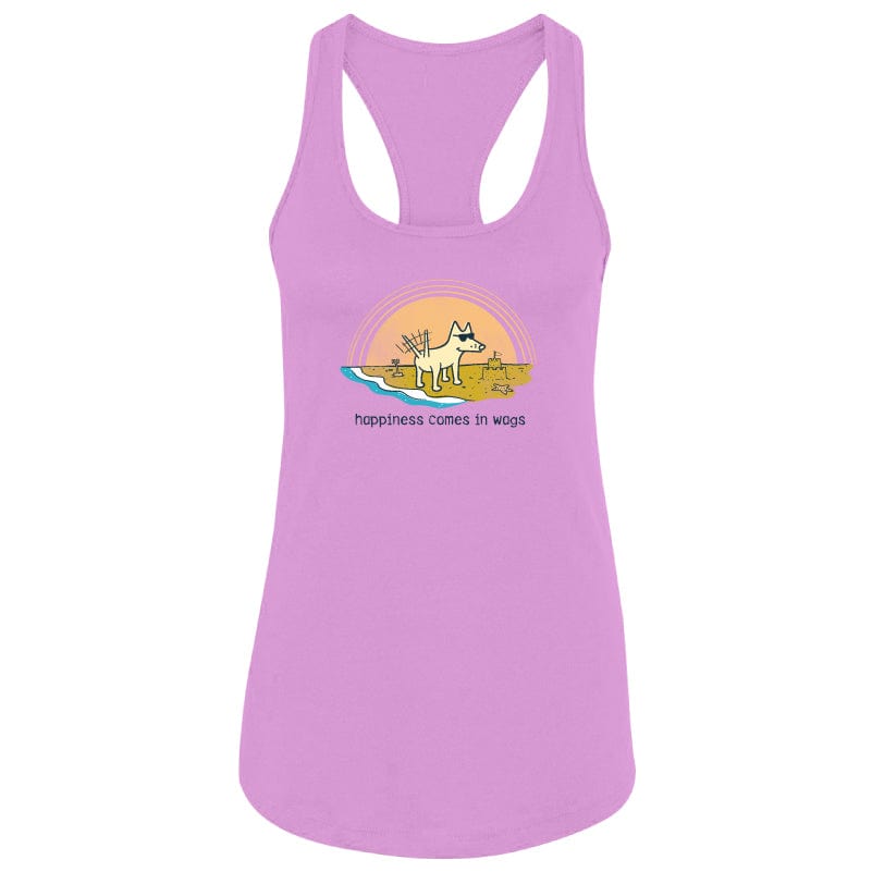 Happiness Comes in Wags - Ladies Racerback Tank Top
