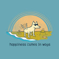 Happiness Comes in Wags - Ladies Curvy V-Neck Tee
