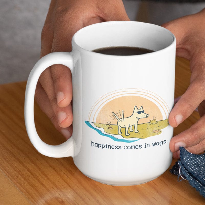 Happiness Comes in Wags - Large Coffee Mug