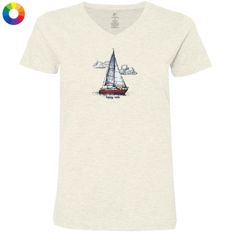 Happy Sails - Ladies T-Shirt V-Neck