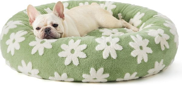 Lesure Calming Cute Modern Plush Jacquard Shaggy Orthopedic Anti-Slip Donut Dog Bed with Removable Cover