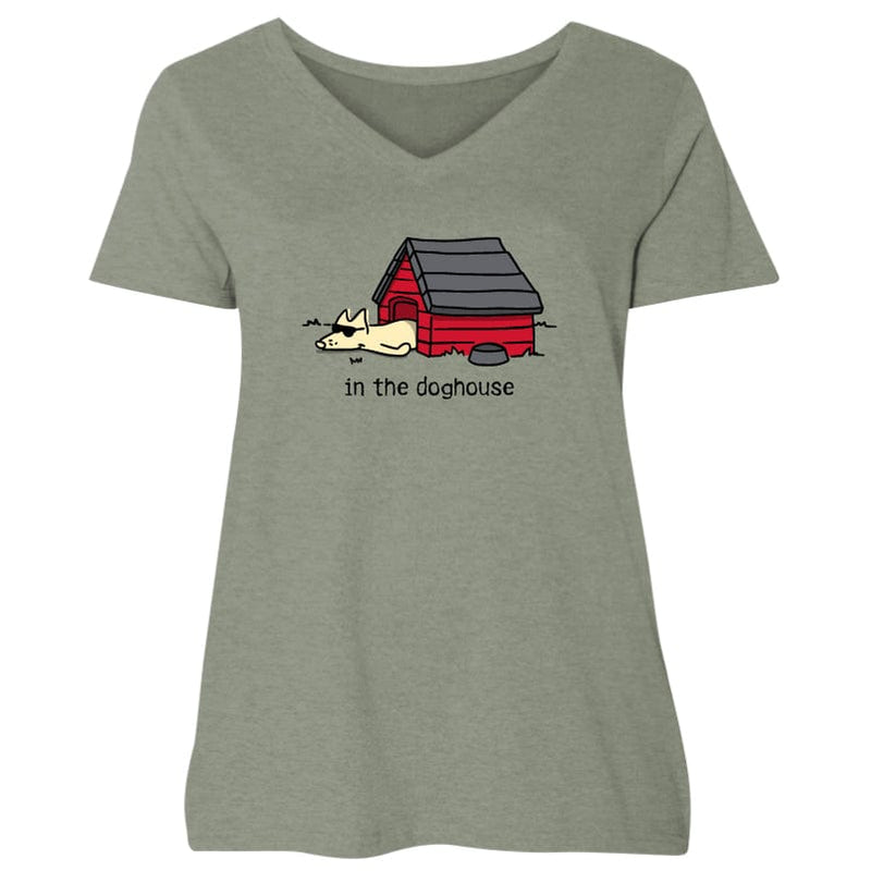 In the Dog House - Ladies Curvy V-Neck Tee