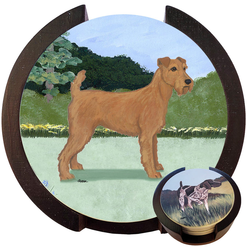 Irish Terrier Scenic Bisque Coaster Set