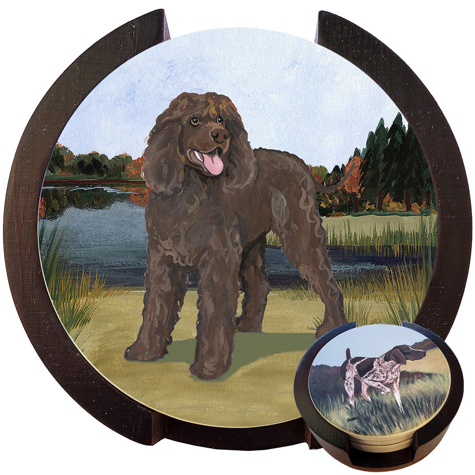 Irish Water Spaniel Scenic Bisque Coaster Set