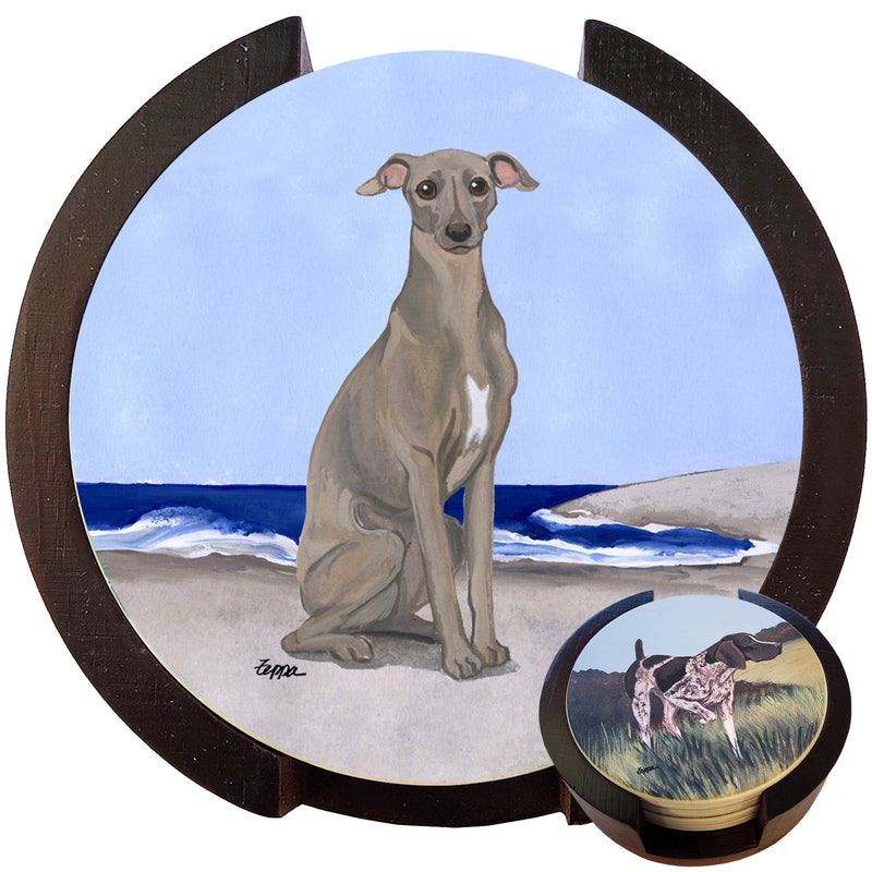 Italian Greyhound Scenic Bisque Coaster Set