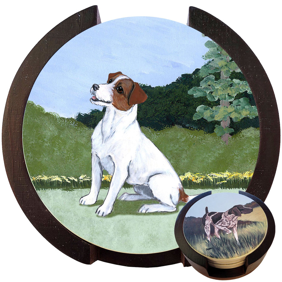 Russell Terrier Bisque Coaster Set