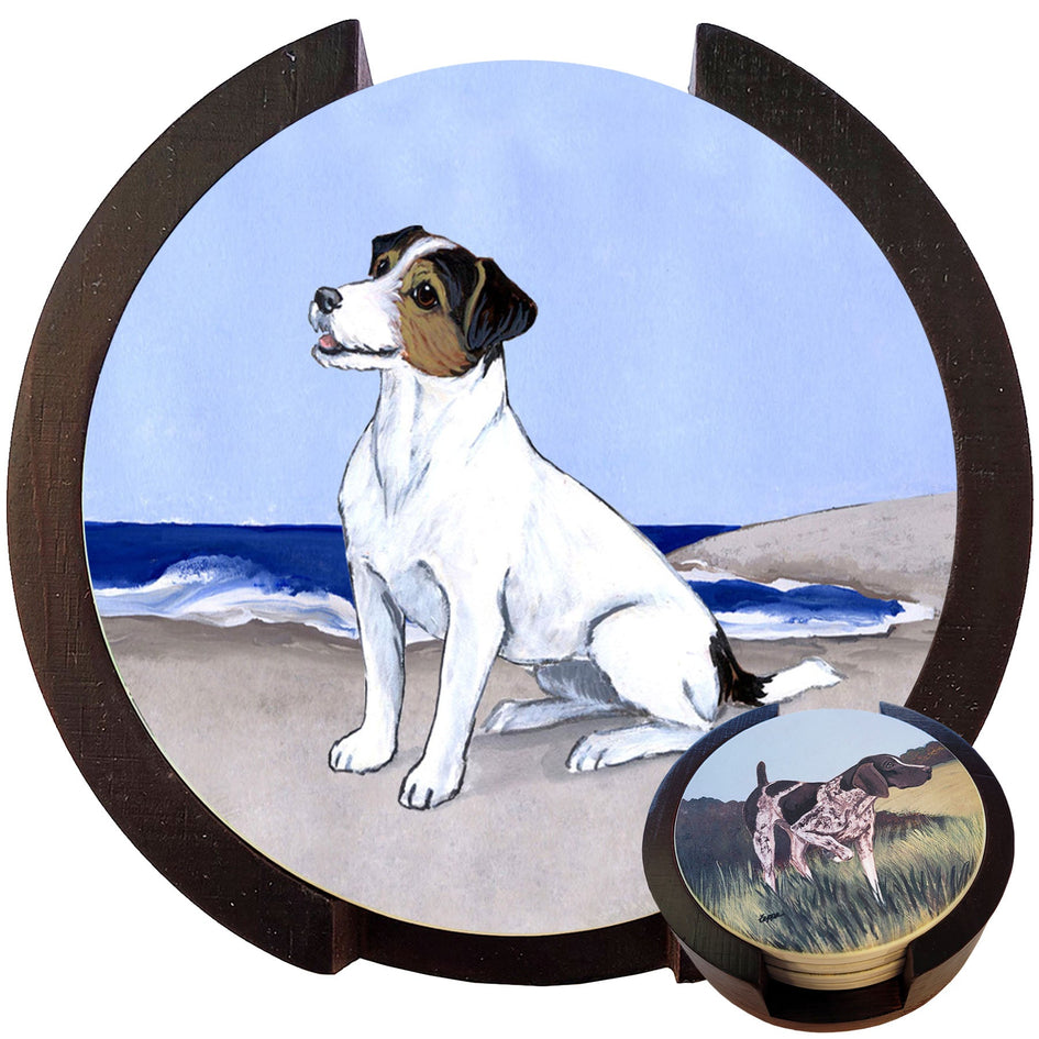 Russell Terrier Bisque Coaster Set