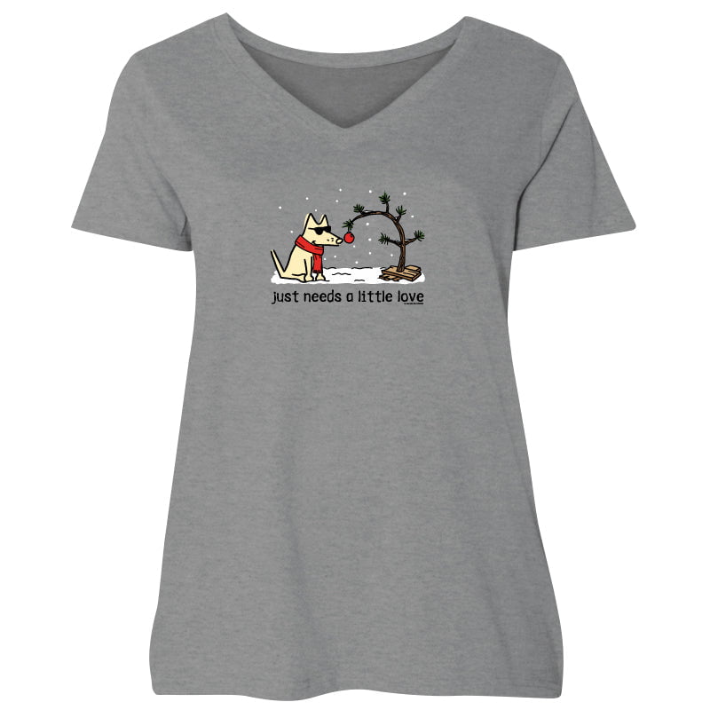 Just Needs a Little Love  - Ladies Curvy V-Neck Tee