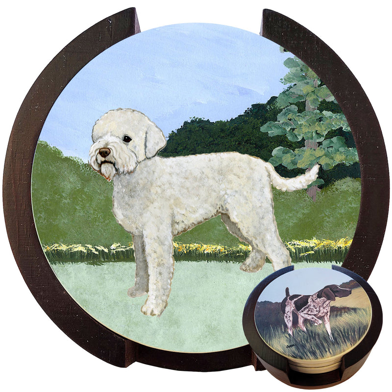 Lagotto Romagnolo Scenic Bisque Coaster Set