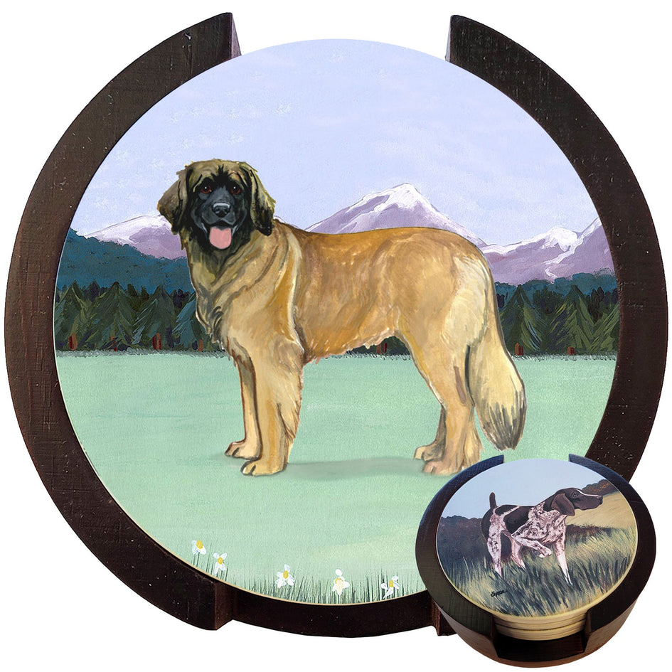 Leonberger Scenic Bisque Coaster Set