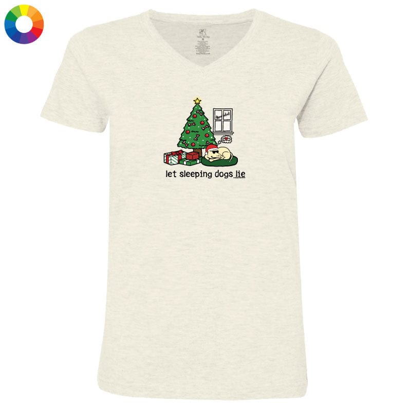 Let Sleeping Dogs Lie  - Ladies T-Shirt V-Neck