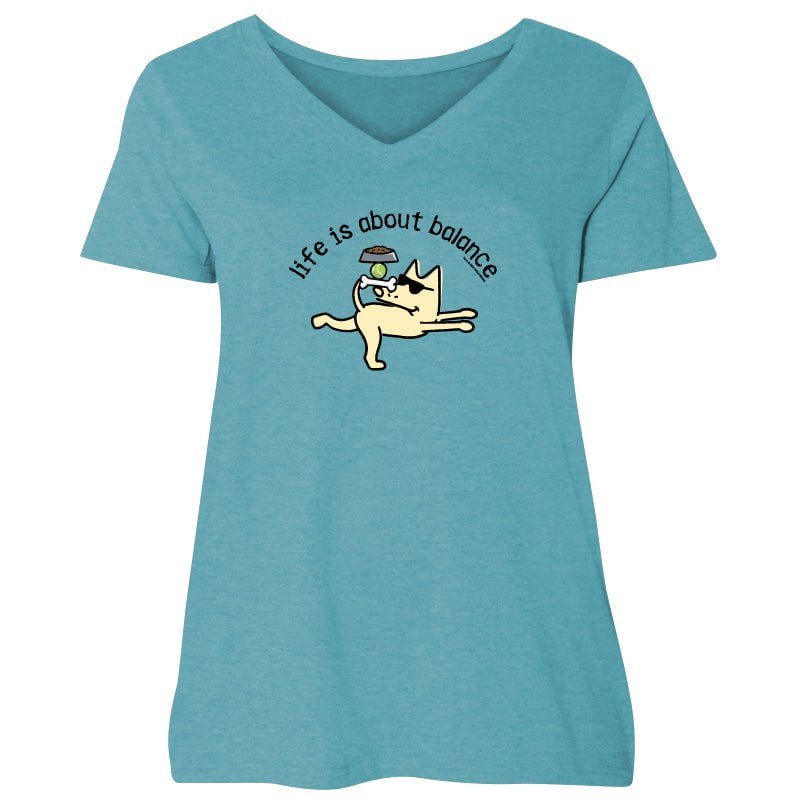 Life's About Balance - Ladies Curvy V-Neck Tee