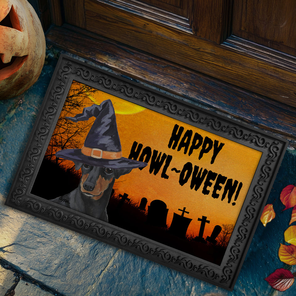 Manchester Terrier HAPPY HOWL-OWEEN Welcome Mat