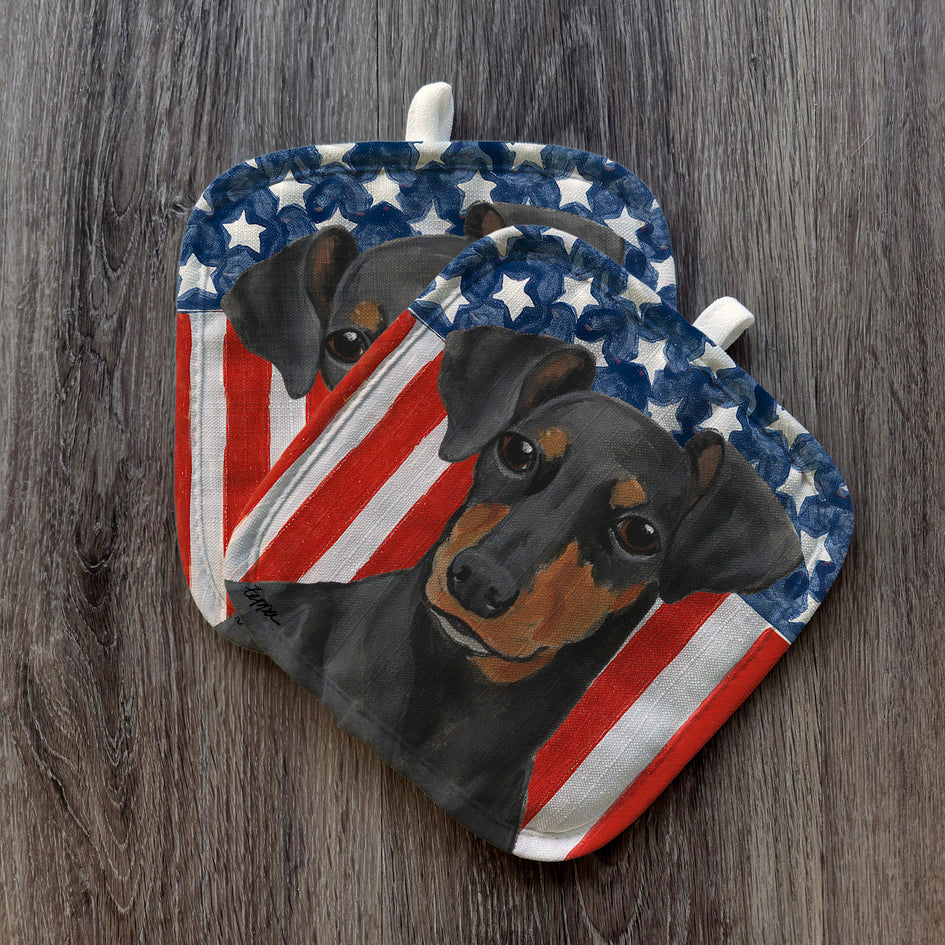 Manchester Terrier Americana Pot Holder Set