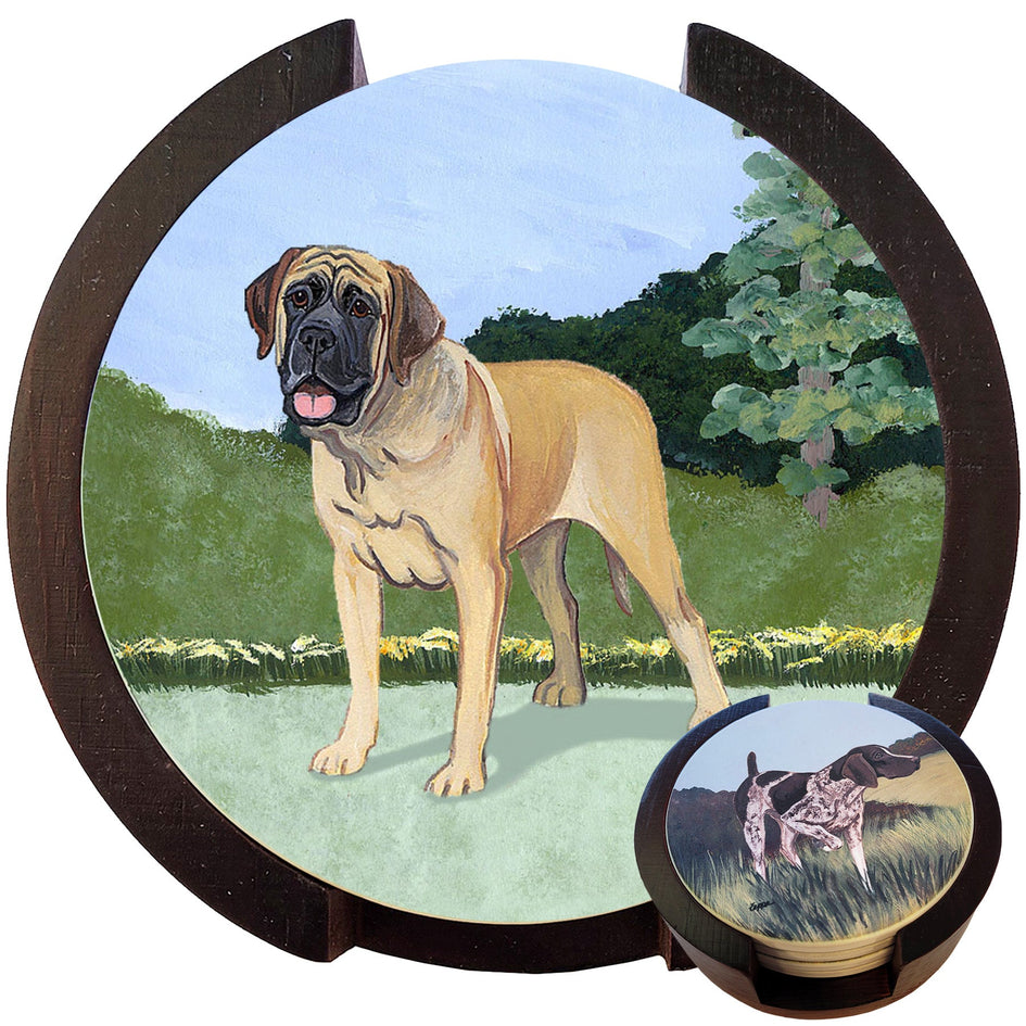 Mastiff Scenic Bisque Coaster Set