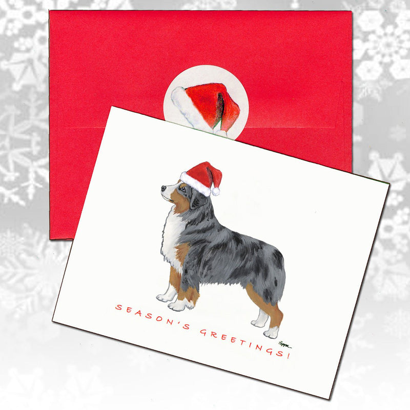 Miniature American Shepherd Christmas Note Cards