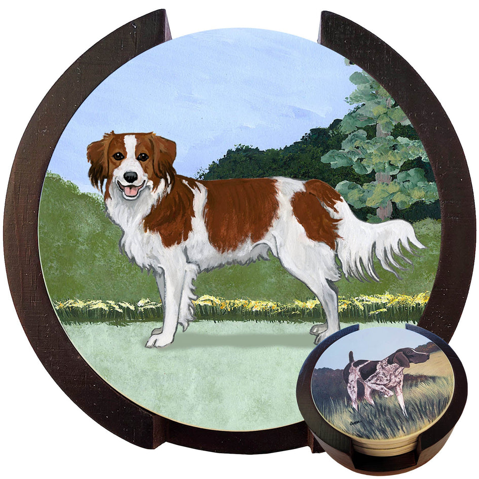 Nederlandse Kooikerhondje Scenic Bisque Coaster Set