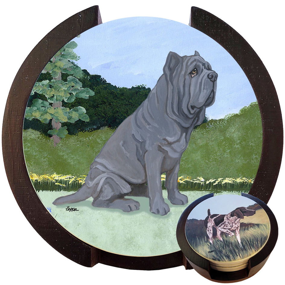 Neapolitan Mastiff Scenic Bisque Coaster Set