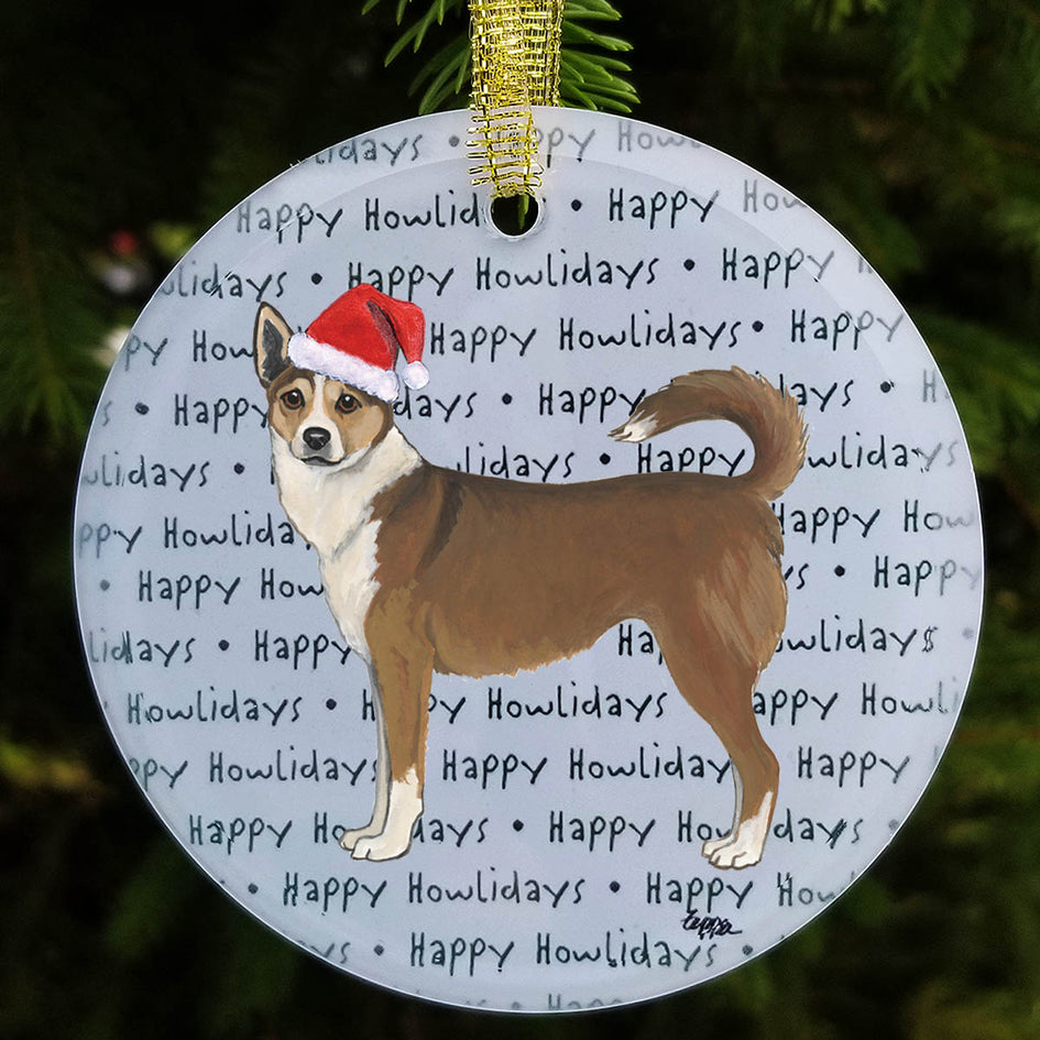 Norwegian Lundehund  "Happy Howlidays" Ornament