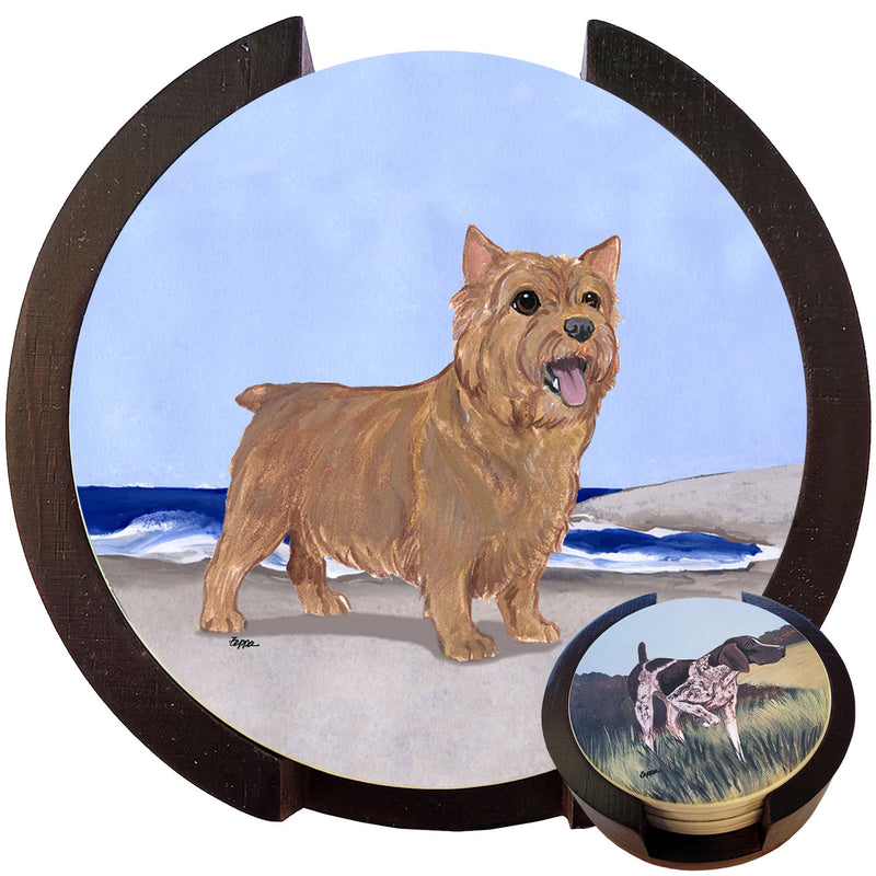 Norwich Terrier Scenic Bisque Coaster Set