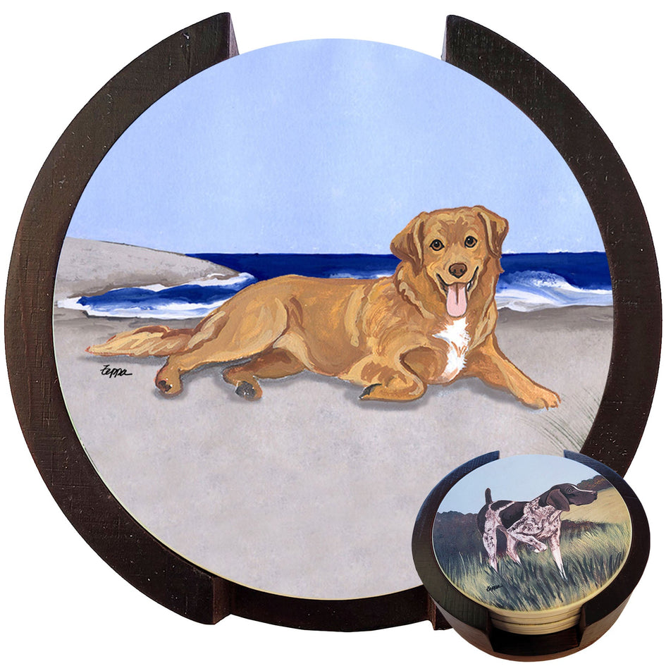 Nova Scotia Duck Tolling Retriever Scenic Bisque Coaster Set