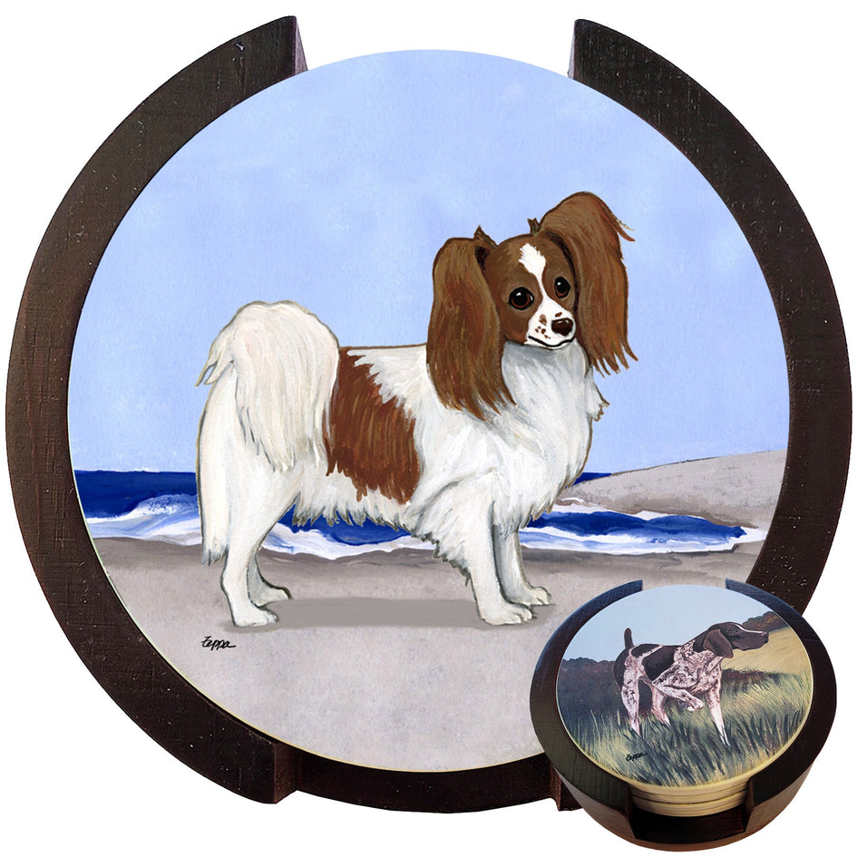 Papillon Scenic Bisque Coaster Set