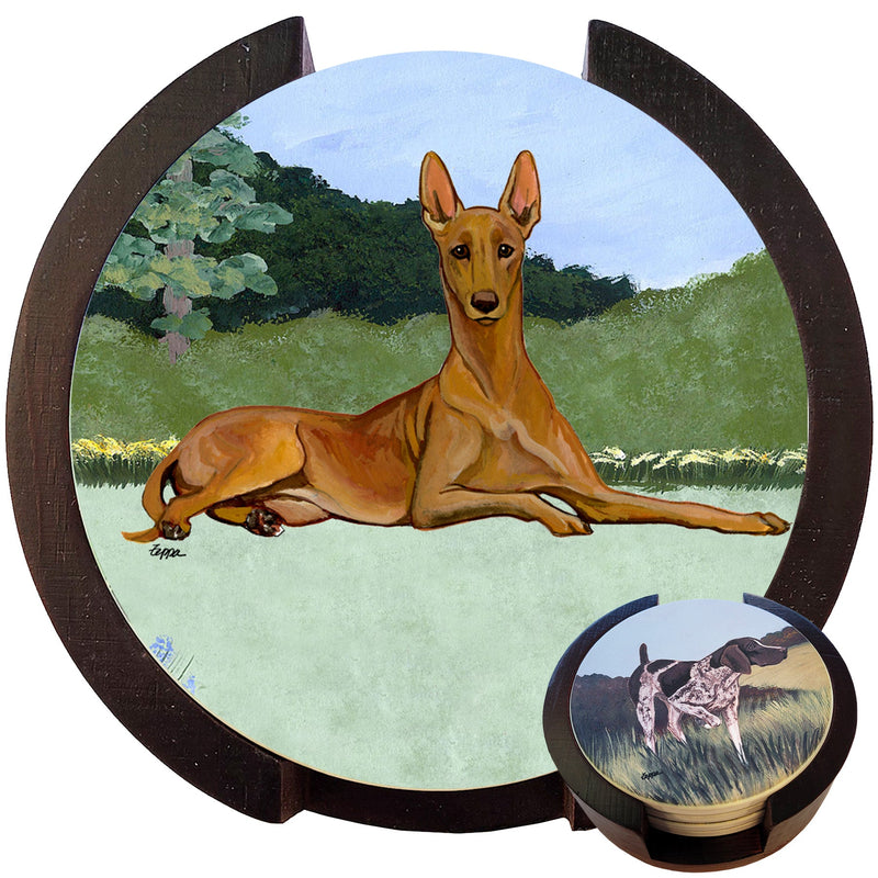 Pharaoh Hound Scenic Bisque Coaster Set