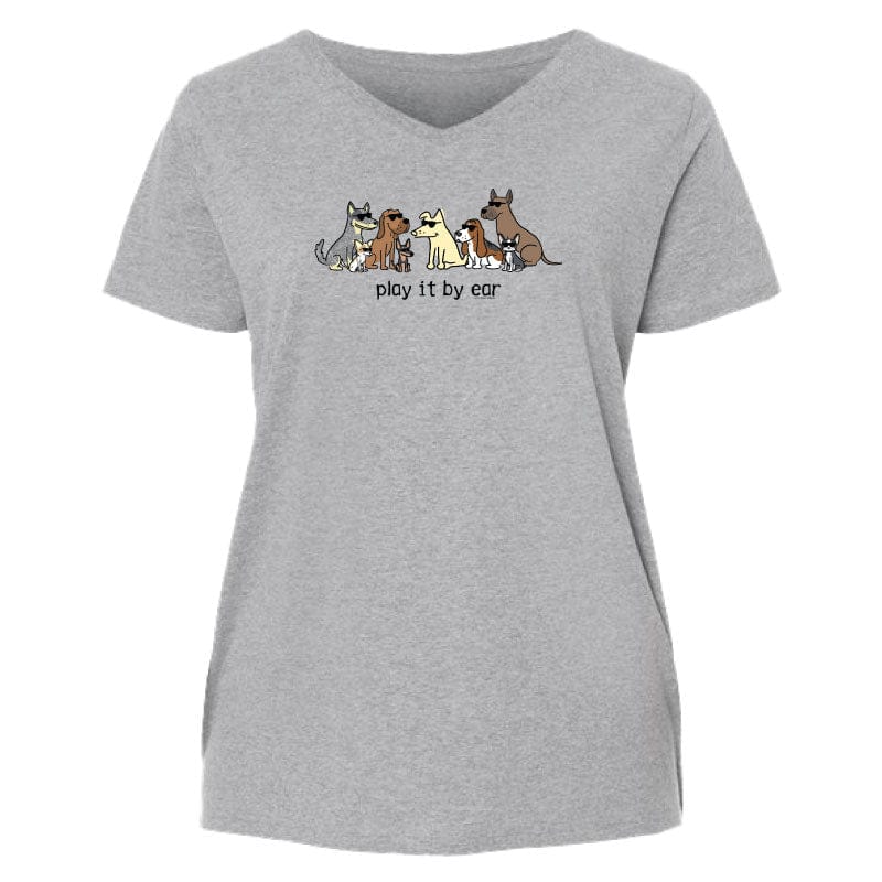 Play it by Ear - Ladies Curvy V-Neck Tee