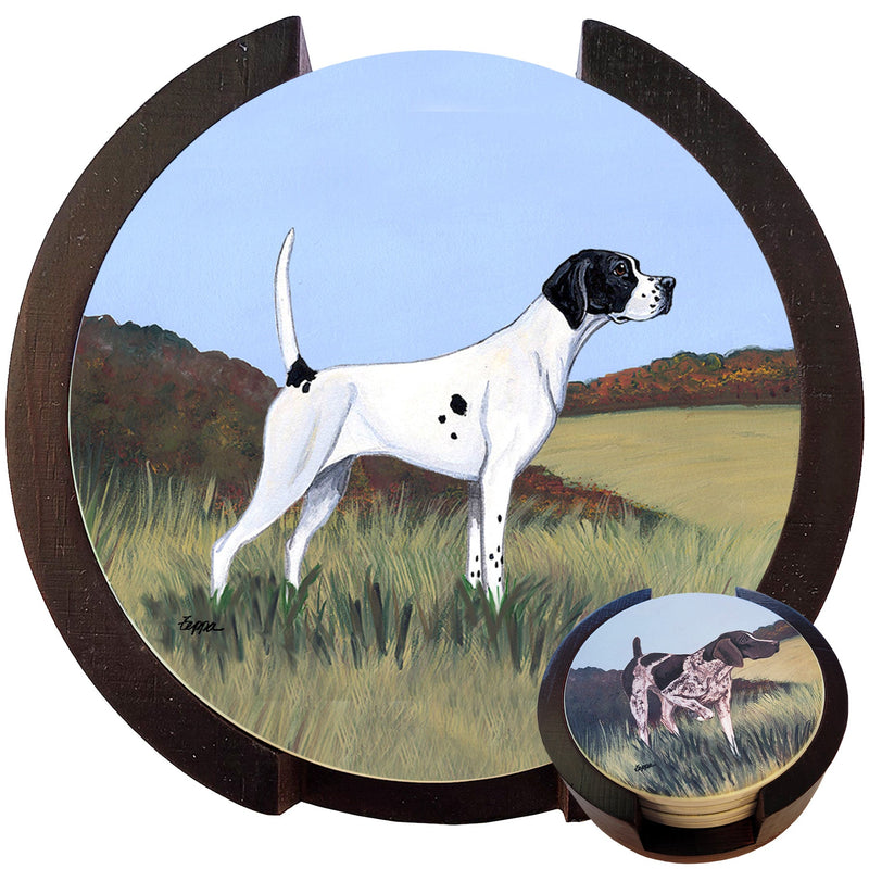 Pointer Scenic Bisque Coaster Set