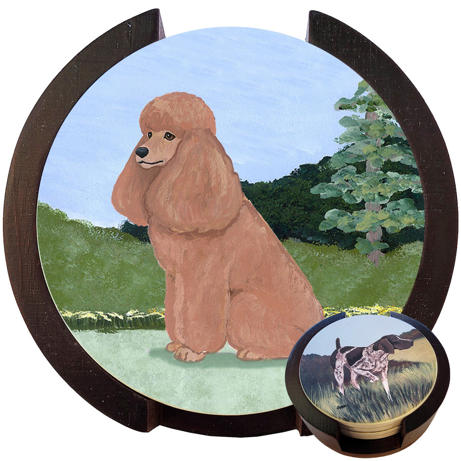 Poodle Scenic Bisque Coaster Set