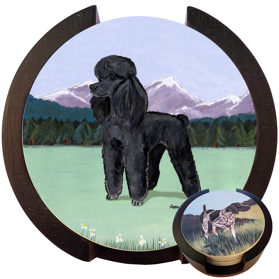 Poodle Scenic Bisque Coaster Set