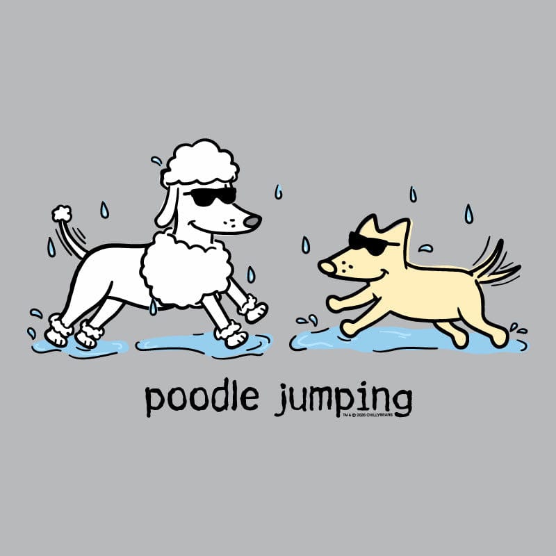 Poodle Jumping - Ladies Curvy V-Neck Tee