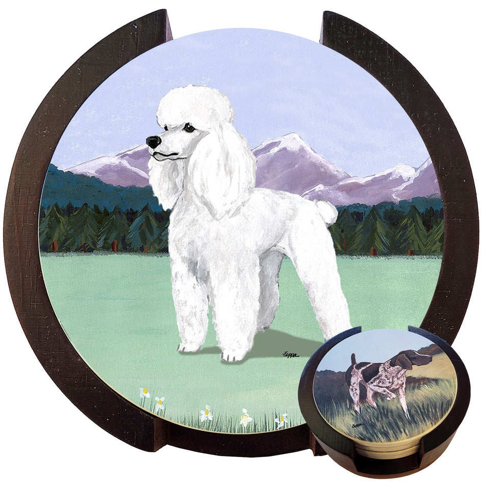 Poodle Scenic Bisque Coaster Set