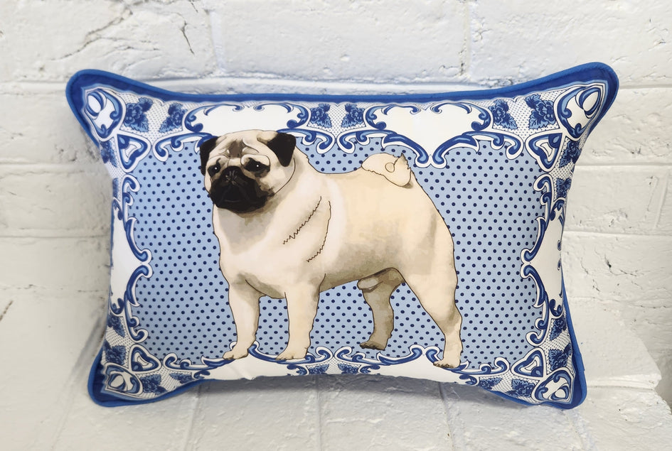 Pug Decorative Lumbar Pillow Cover