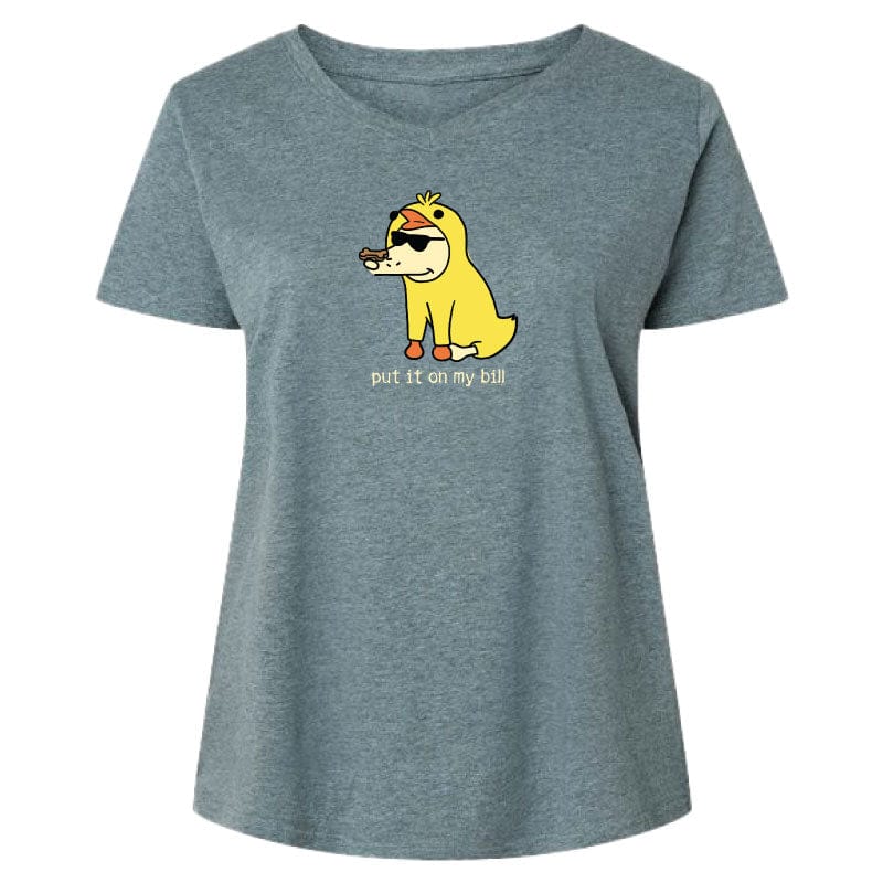 Put It On My Bill - Ladies Curvy V-Neck Tee