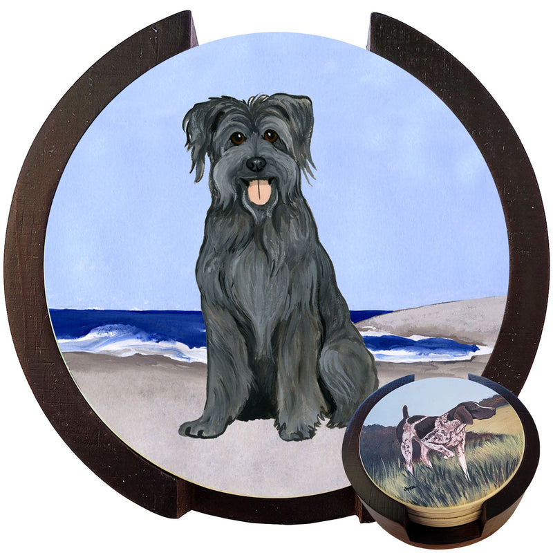 Pyrenean Shepherd Scenic Bisque Coaster Set