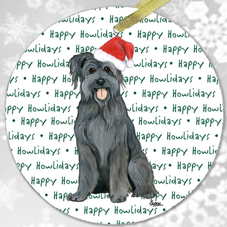 Pyrenean Shepherd  "Happy Howlidays" Ornament