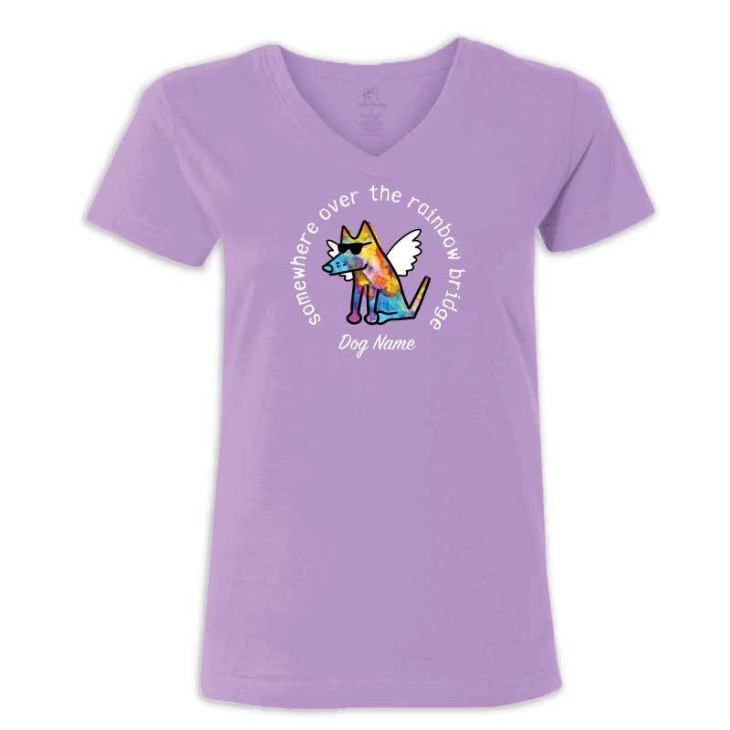 Somewhere Over The Rainbow Bridge - Ladies T-Shirt V-Neck