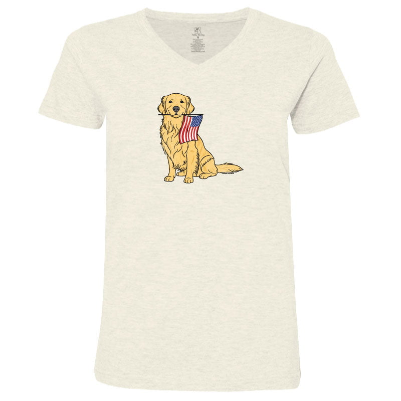 Red White and Golden - Ladies T-Shirt V-Neck