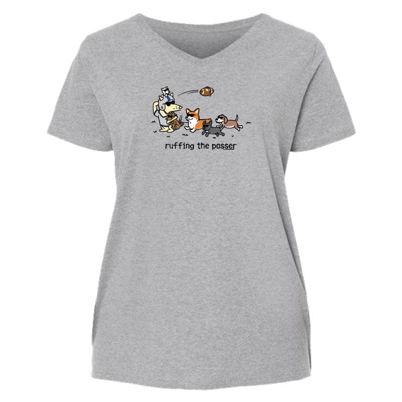 Ruffing the Passer - Ladies Curvy V-Neck Tee