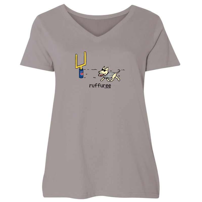 Ruffuree - Ladies Curvy V-Neck Tee