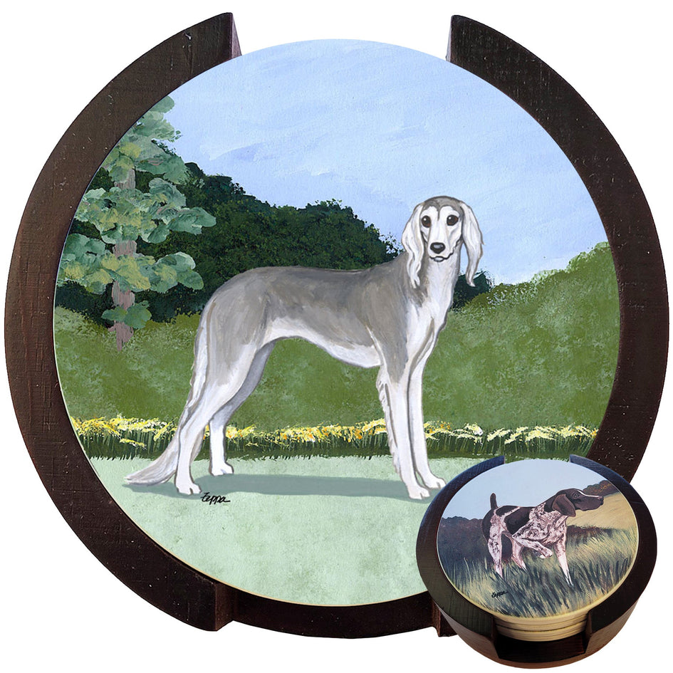 Saluki Scenic Bisque Coaster Set