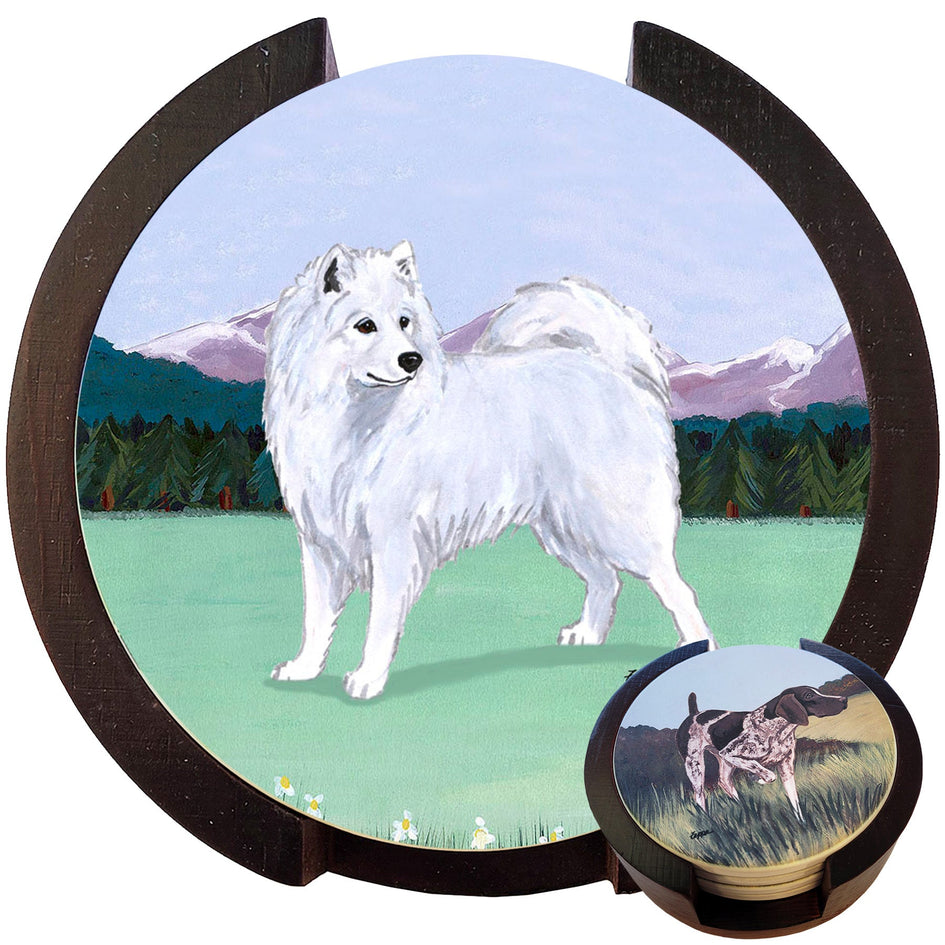 Samoyed Scenic Bisque Coaster Set